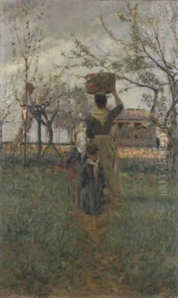 Ritorno Dai Campi (primavera) Oil Painting by Niccolo Cannicci