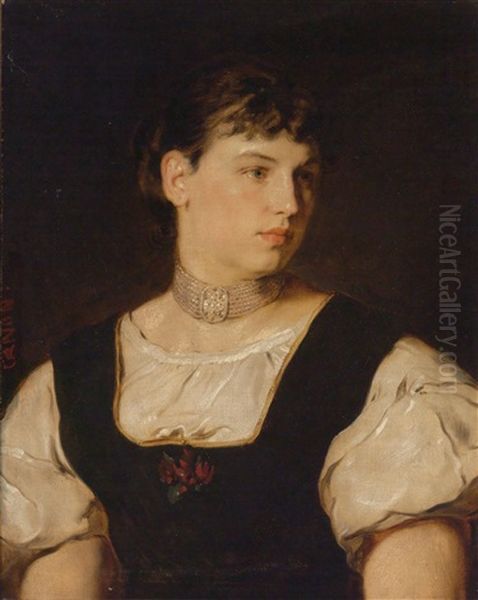 Bildnis Einer Jungen Frau Mit Perlenkropfband Oil Painting by Hans Canon