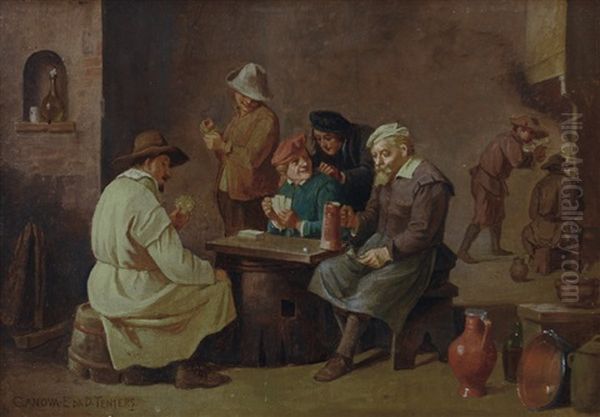 Interno Di Osteria (after D. Teniers) Oil Painting by Enrico Canova