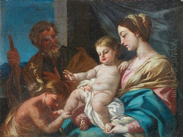 The Holy Family With The Infant Saint John The Baptist Oil Painting by Simone Cantarini