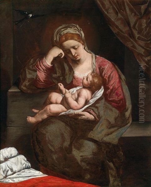 The Virgin And Child Oil Painting by Simone Cantarini