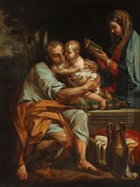 The Holy Family Oil Painting by Simone Cantarini