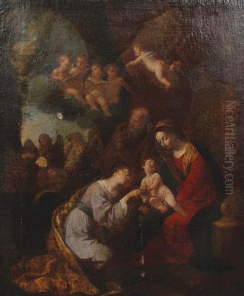 The Mystic Marriage Of St. Catherine Oil Painting by Simone Cantarini