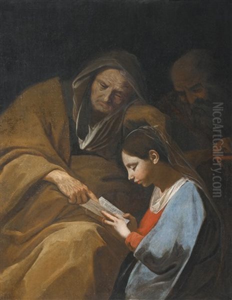 Education Of The Virgin Oil Painting by Simone Cantarini