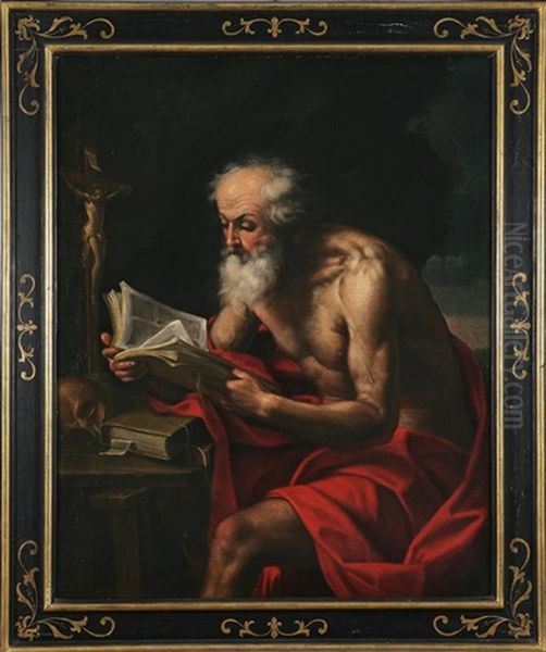 San Girolamo Con Libro E Crocefisso by Simone Cantarini