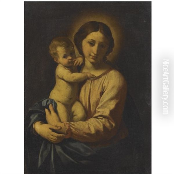 Madonna And Child Oil Painting by Simone Cantarini