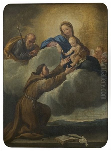 La Sainte Famille Avec Saint Antoine Oil Painting by Simone Cantarini