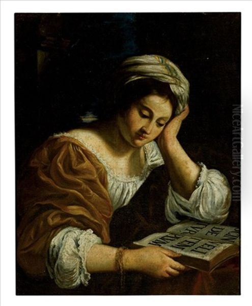 A Sibyl Oil Painting by Simone Cantarini