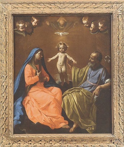 La Sacra Famiglia Come Santissima Trinita Oil Painting by Simone Cantarini