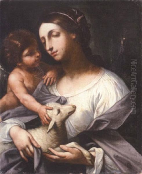 Saint Agnes Oil Painting by Simone Cantarini