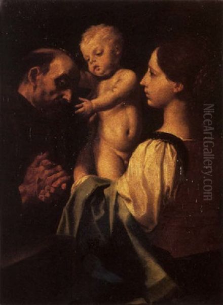 The Madonna And Child With Saint Francis Oil Painting by Simone Cantarini