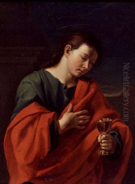 Saint John The Evangelist Oil Painting by Simone Cantarini