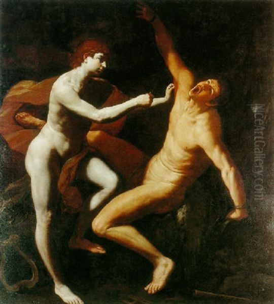 The Flaying Of Marsyas Oil Painting by Simone Cantarini