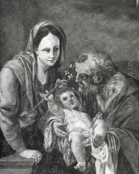 The Holy Family Oil Painting by Simone Cantarini