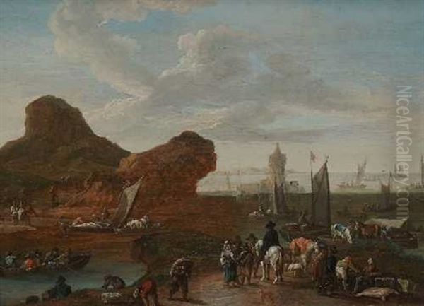 Hafenszene Oil Painting by Franz Thomas Canton