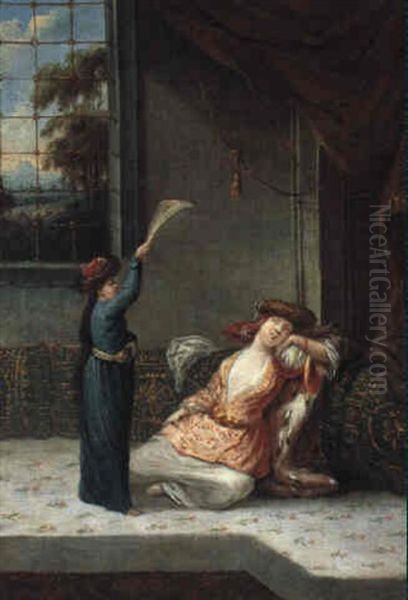 Relaxing In The Harem Oil Painting by Franz Thomas Canton