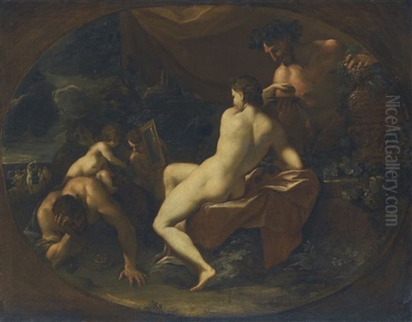 A Maenad Attended By Satyrs And Putti In A Landscape Oil Painting by Domenico Maria Canuti