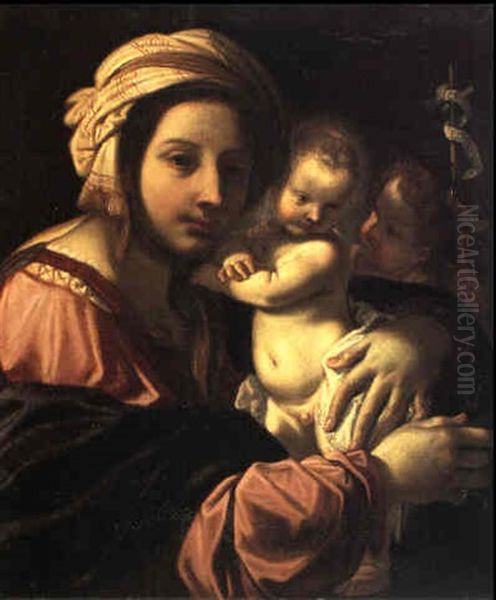 Madonna Col Bambino E San Giovannino Oil Painting by Domenico Maria Canuti