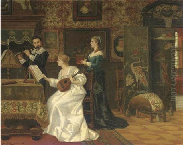 Le Petit Orchestre Oil Painting by Constant Aime Marie Cap