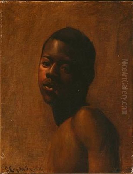 A Naked Nubian Oil Painting by Genis (Gines) Capdevila Puig