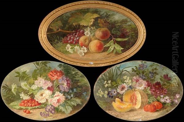 Natures Mortes Aux Fleurs Et Aux Fruits (+ 2 Others, Various Sizes; 3 Works) Oil Painting by Jean Capeinick