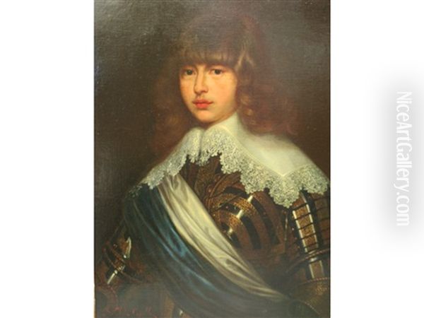 Portrait Of Prince Waldemar Christian Of Denmark (1603-1647)(after Justus Sustermans) Oil Painting by Giulia Cheli Capella