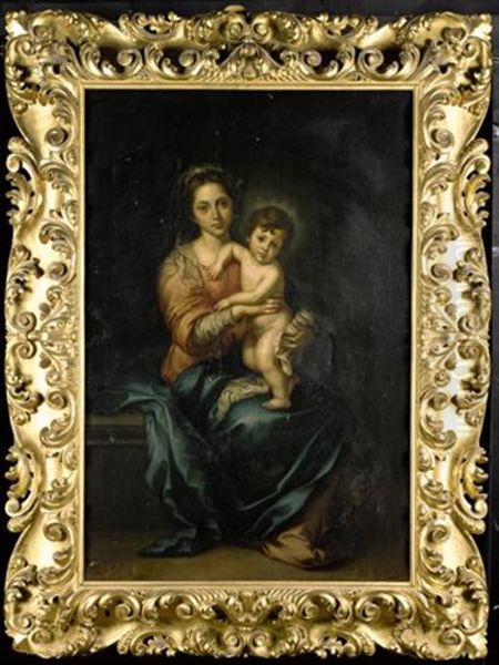 The Madonna And Child (after Bartolome Esteban Murillo) Oil Painting by Giulia Cheli Capella