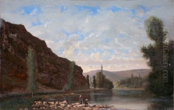 Bord De Riviere Anime Oil Painting by Alfred-Eugene Capelle