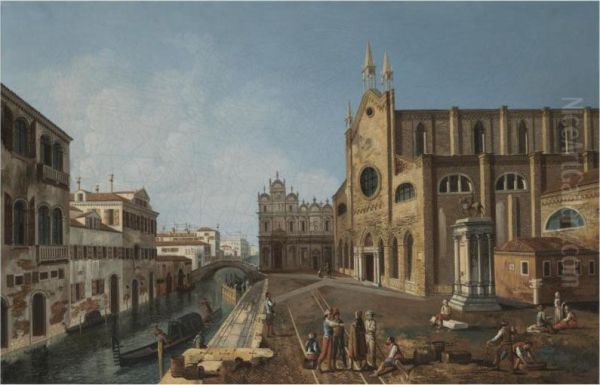 Venice, A View Of The Church Of Santi Giovanni E Paolo And Thestatue Of Colleoni Oil Painting by Giovanni Antonio Boltraffio