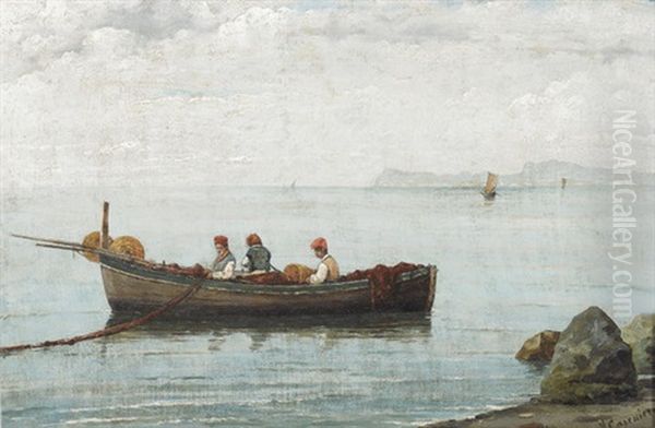 Kustenpartie Vor Capri Oil Painting by Vittorio Capessiero