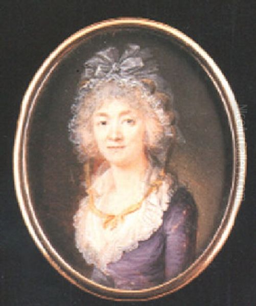 A Fine Portrait Of A Lady Wearing Lilac Coloured Dress Oil Painting by Marie Gabrielle Capet