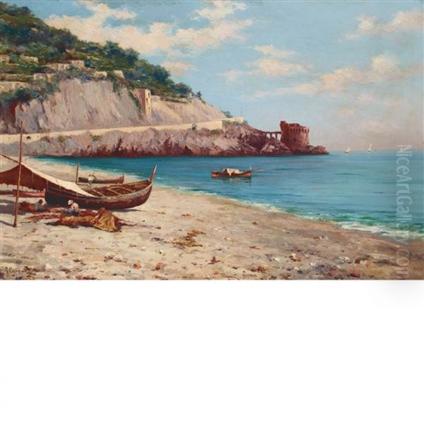 Fisherman Along The Italian Coast by Gaetano Capone