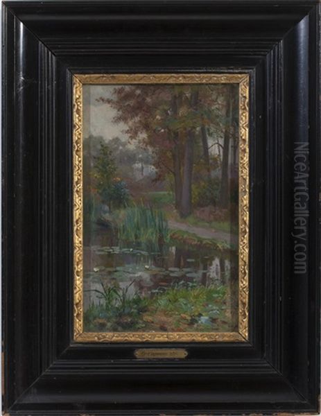 Woodland Scenes With Stream And Waterfall (pair) by Gaetano Capone