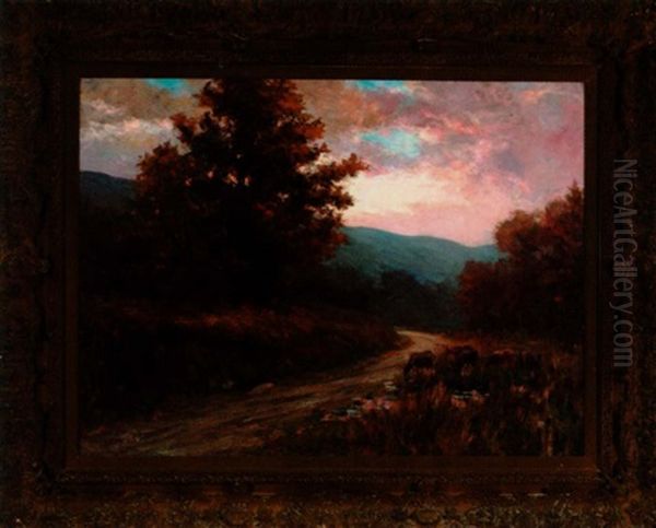 Autumn Landscape At Sunset by Gaetano Capone