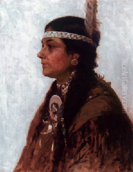 Native American Woman Oil Painting by Gaetano Capone