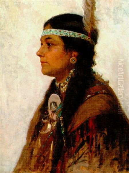 Portrait Of An Indian Woman Oil Painting by Gaetano Capone