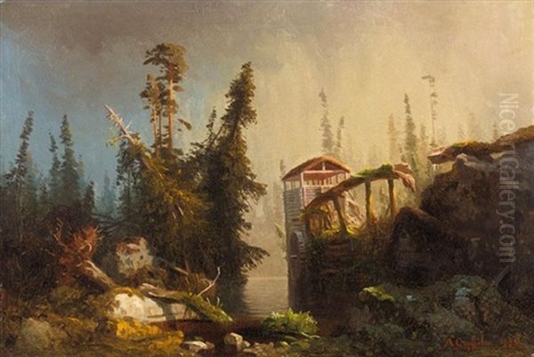 Gammelt Kvernhus Oil Painting by Herman August Cappelen