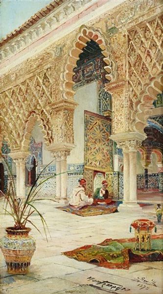 Oriental Interior From Seville Oil Painting by Jose Montenegro Cappell