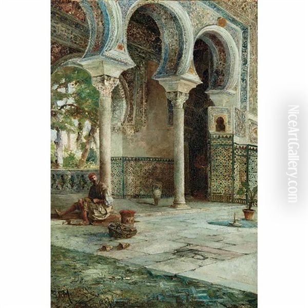 Hall Of Ambassadors, Royal Alcazar, Seville Oil Painting by Jose Montenegro Cappell