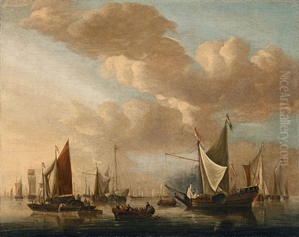 Segelboote Auf Ruhiger See Oil Painting by Jan Van De Cappelle