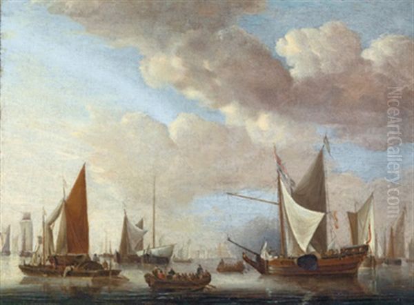 Boote Auf Ruhiger See Oil Painting by Jan Van De Cappelle