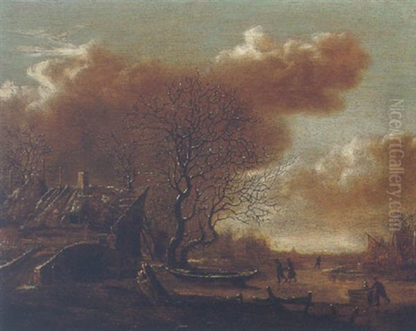 Winter Landscape Oil Painting by Jan Van De Cappelle