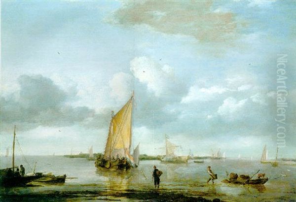 A Calm Sea Oil Painting by Jan Van De Cappelle