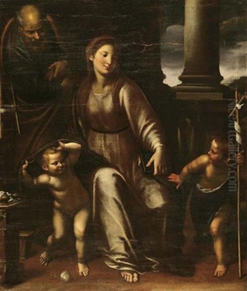 Maria Mit Kind Und Dem Johannesknaben Oil Painting by Giovanni Domenico Cappellino