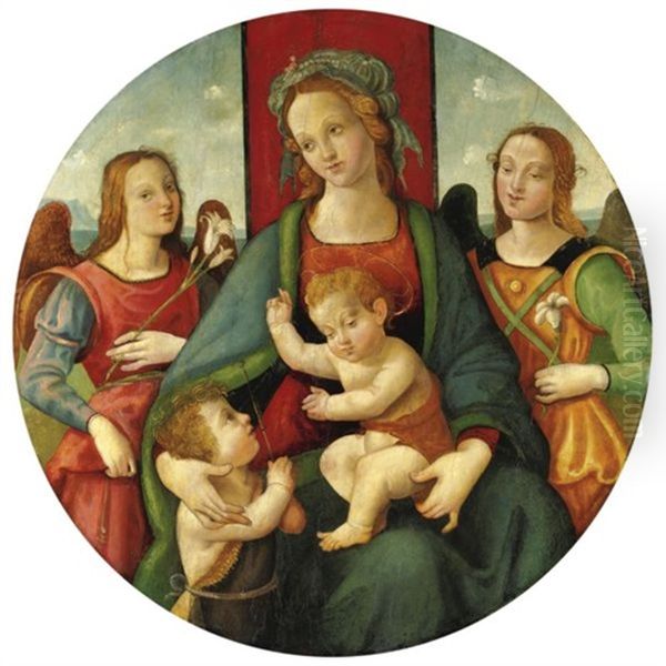 Madonna Con Bambino, San Giovannino E Angeli Oil Painting by Raffaelo Capponi