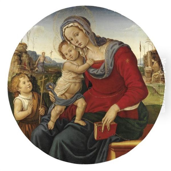 Madonna Col Bambino E San Giovannino, San Gerolamo E San Francesco Oil Painting by Raffaelo Capponi