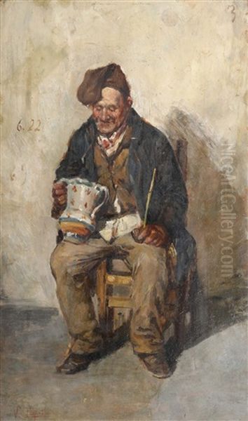 Figura Di Vecchio In Bottega Oil Painting by Vincenzo Caprile