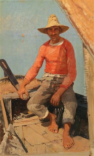 Fisherman In Chioggia Oil Painting by Vincenzo Caprile