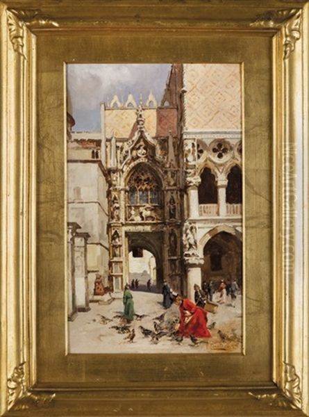 La Porta Di Carta, Venezia Oil Painting by Vincenzo Caprile