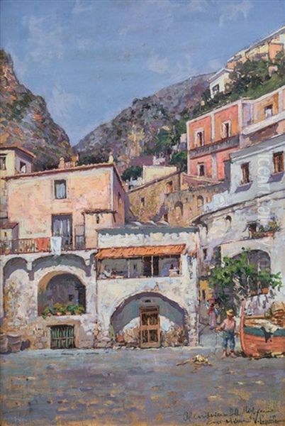 Borgo Di Pescatori Oil Painting by Vincenzo Caprile